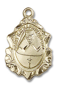 Embellished St Katharine Drexel Medal - 14kt Gold 3/4 x 1/2 Pendant 0822KD Embellished St Katharine Drexel Medal - 14kt Gold 3/4 x 1/2 Pendant 0822KD