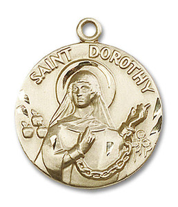 Large St Dorothy Medal - 14kt Gold 1 x 7/8 Round Pendant 0838 Large St Dorothy Medal - 14kt Gold 1 x 7/8 Round Pendant 0838