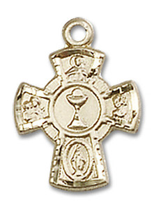 Communion Chalice 5-Way Medal - 14kt Gold Pendant 0845 Communion Chalice 5-Way Medal - 14kt Gold Pendant 0845