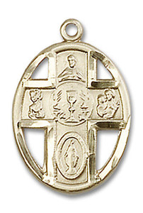 Cut Out Chalice 5-Way Medal - 14kt Gold Pendant 2 Sizes Cut Out Chalice 5-Way Medal - 14kt Gold Pendant 2 Sizes