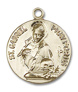 St Gabriel Possenti Medal - 14kt Gold 3/4 x 5/8 Round Pendant 1363 St Gabriel Possenti Medal - 14kt Gold 3/4 x 5/8 Round Pendant 1363
