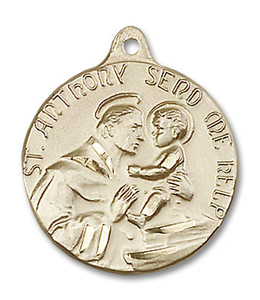 St Anthony Send Me Help Medal - 14kt Gold 7/8 x 3/4 Round Pendant 1602 St Anthony Send Me Help Medal - 14kt Gold 7/8 x 3/4 Round Pendant 1602