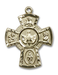 Large 5-Way Medal - 14kt Gold 1 x 3/4 Pendant 2045 Large 5-Way Medal - 14kt Gold 1 x 3/4 Pendant 2045