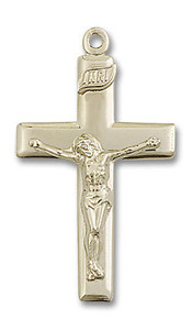 Simple Large Crucifix Pendant - 14kt Gold 1 1/8 x 5/8 2191 Simple Large Crucifix Pendant - 14kt Gold 1 1/8 x 5/8 2191