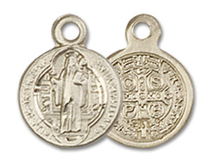 St Benedict Medal Charm - 14kt Gold Round Pendant 2341 St Benedict Medal Charm - 14kt Gold Round Pendant 2341