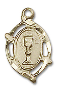 Embellished First Communion Pendant - 14kt Gold 5/8 x 3/8 3019 Embellished First Communion Pendant - 14kt Gold 5/8 x 3/8 3019