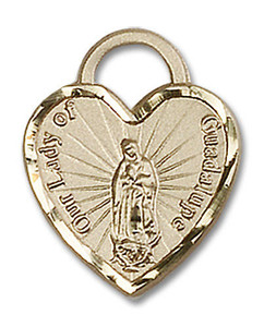 Heart Shaped Our Lady of Guadalupe Pendant - 14kt Gold 3/4 x 5/8 3208 Heart Shaped Our Lady of Guadalupe Pendant - 14kt Gold 3/4 x 5/8 3208
