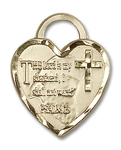 Heart Shaped Lord is My Shepherd Pendant - 14kt Gold 3/4 x 5/8 3211 Heart Shaped Lord is My Shepherd Pendant - 14kt Gold 3/4 x 5/8 3211