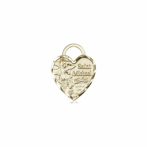 Heart Shaped St Michael Pendant - 14kt Gold 5/8 x 1/2 3403 Heart Shaped St Michael Pendant - 14kt Gold 5/8 x 1/2 3403