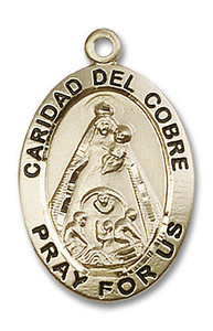 Caridad Del Cobre Medal - 14kt Gold 1 x 5/8 Oval Pendant 4031 Caridad Del Cobre Medal - 14kt Gold 1 x 5/8 Oval Pendant 4031