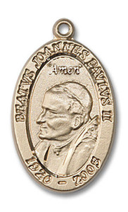 St John Paul II Ora Pro Nobis Medal - 14kt Gold 7/8 x 1/2 Oval Pendant 4123PJP St John Paul II Ora Pro Nobis Medal - 14kt Gold 7/8 x 1/2 Oval Pendant 4123PJP