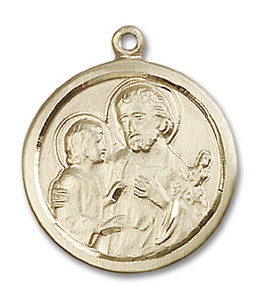 St Joseph Medal - 14kt Gold 7/8 x 3/4 Round Pendant 4140 St Joseph Medal - 14kt Gold 7/8 x 3/4 Round Pendant 4140