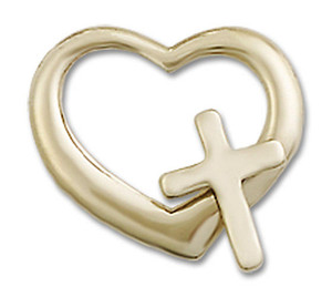 Cut Out Heart and Cross Pendant - 14kt Gold 4207 Cut Out Heart and Cross Pendant - 14kt Gold 4207