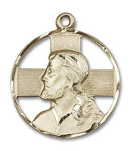 Cut Out Head of Christ Pendant - 14kt Gold 7/8 x 3/4 4221 Cut Out Head of Christ Pendant - 14kt Gold 7/8 x 3/4 4221