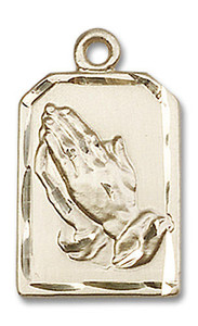 Praying Hands Serenity Prayer Medal - 14kt Gold 7/8 x 1/2 Pendant 4223 Praying Hands Serenity Prayer Medal - 14kt Gold 7/8 x 1/2 Pendant 4223