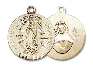 Our Lady of Guadalupe Medal - 14kt Gold 5/8 x 1/2 Round Pendant 4228 Our Lady of Guadalupe Medal - 14kt Gold 5/8 x 1/2 Round Pendant 4228