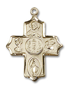 Holy Spirit 5-Way Medal - 14kt Gold 7/8 x 5/8 Pendant 4256 Holy Spirit 5-Way Medal - 14kt Gold 7/8 x 5/8 Pendant 4256