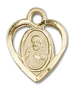 Cut Out Heart Shaped Scapular Pendant Charm - 14kt Gold 5402 Cut Out Heart Shaped Scapular Pendant Charm - 14kt Gold 5402