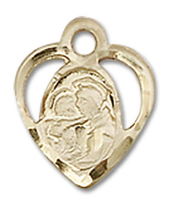 Cut Out Heart Shaped St Anthony of Padua Pendant Charm - 14kt Gold 5408 Cut Out Heart Shaped St Anthony of Padua Pendant Charm - 14kt Gold 5408