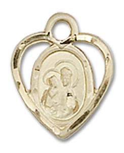 Cut Out Heart Shaped Our Lady of Perpetual Health Pendant Charm - 14kt Gold 5410 Cut Out Heart Shaped Our Lady of Perpetual Health Pendant Charm - 14kt Gold 5410