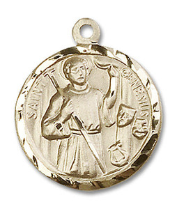 St Genesius Medal - 14kt Gold 7/8 x 3/4 Round Pendant 5427 St Genesius Medal - 14kt Gold 7/8 x 3/4 Round Pendant 5427