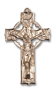 Extra Large Celtic Crucifix Pendant - 14kt Gold 1 1/2 x 7/8 5460 Extra Large Celtic Crucifix Pendant - 14kt Gold 1 1/2 x 7/8 5460