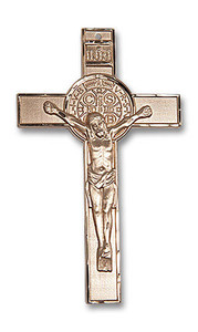 St Benedict Pectoral Crucifix Pendant - 14kt Gold 3 x 1 3/4 5638 St Benedict Pectoral Crucifix Pendant - 14kt Gold 3 x 1 3/4 5638