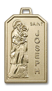 Large St Joseph Medal - 14kt Gold 1 1/8 x 5/8 Rectangular Pendant 5722 Large St Joseph Medal - 14kt Gold 1 1/8 x 5/8 Rectangular Pendant 5722