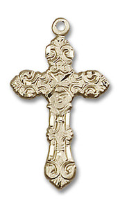 Embellished Large Cross Pendant - 14kt Gold 1 x 1/2 6001 Embellished Large Cross Pendant - 14kt Gold 1 x 1/2 6001