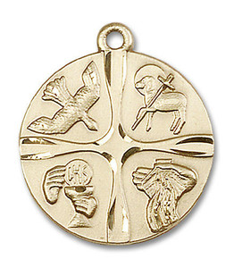 Christian Life Medal - 14kt Gold 1 x 7/8 Round Pendant 6046 Christian Life Medal - 14kt Gold 1 x 7/8 Round Pendant 6046