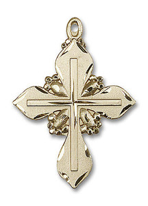 Extra Large Embellished Cross Pendant - 14kt Gold 1 5/8 x 1 1/8 6060 Extra Large Embellished Cross Pendant - 14kt Gold 1 5/8 x 1 1/8 6060