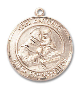 San Antonio Medal - 14kt Gold Round Pendant 2 Sizes San Antonio Medal - 14kt Gold Round Pendant 2 Sizes