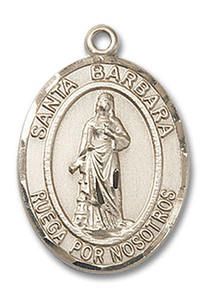 Santa Barbara Medal - 14kt Gold Oval Pendant 2 Sizes Santa Barbara Medal - 14kt Gold Oval Pendant 2 Sizes
