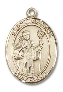 St Augustine Medal - 14kt Gold Oval Pendant 3 Sizes St Augustine Medal - 14kt Gold Oval Pendant 3 Sizes