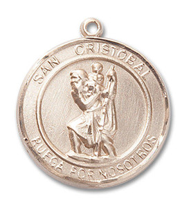 San Cristobal Medal - 14kt Gold Round Pendant 2 Sizes San Cristobal Medal - 14kt Gold Round Pendant 2 Sizes