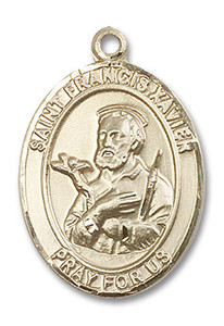 St Francis Xavier Medal - 14kt Gold Oval Pendant 3 Sizes St Francis Xavier Medal - 14kt Gold Oval Pendant 3 Sizes