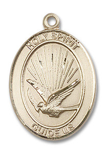 Holy Spirit Medal - 14kt Gold Oval Pendant 3 Sizes Holy Spirit Medal - 14kt Gold Oval Pendant 3 Sizes
