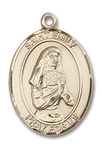 St Emily De Vialar Medal - 14kt Gold Oval Pendant 3 Sizes St Emily De Vialar Medal - 14kt Gold Oval Pendant 3 Sizes