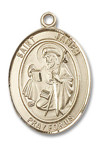St James Medal - 14kt Gold Oval Pendant 3 Sizes St James Medal - 14kt Gold Oval Pendant 3 Sizes