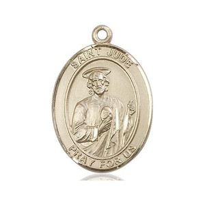 St Jude Medal - 14kt Gold Oval Pendant 3 Sizes St Jude Medal - 14kt Gold Oval Pendant 3 Sizes