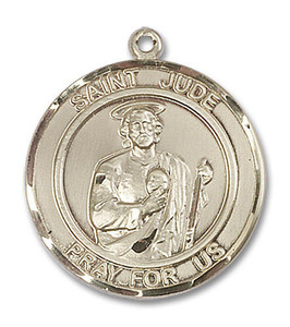 St Jude Medal - 14kt Gold Round Pendant 2 Sizes St Jude Medal - 14kt Gold Round Pendant 2 Sizes