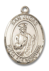 San Judas Medal - 14kt Gold Oval Pendant 2 Sizes San Judas Medal - 14kt Gold Oval Pendant 2 Sizes