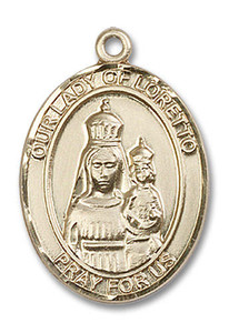 Our Lady of Loretto Medal - 14kt Gold Oval Pendant 3 Sizes Our Lady of Loretto Medal - 14kt Gold Oval Pendant 3 Sizes