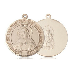 Scapular Medal - 14kt Gold Round Pendant 2 Sizes Scapular Medal - 14kt Gold Round Pendant 2 Sizes