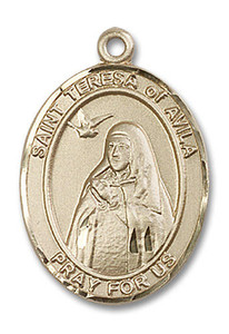 St Teresa of Avila Medal - 14kt Gold Oval Pendant 3 Sizes St Teresa of Avila Medal - 14kt Gold Oval Pendant 3 Sizes
