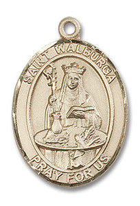 St Walburga Medal - 14kt Gold Oval Pendant 3 Sizes St Walburga Medal - 14kt Gold Oval Pendant 3 Sizes