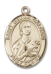 St Gemma Galgani Medal - 14kt Gold Oval Pendant 3 Sizes St Gemma Galgani Medal - 14kt Gold Oval Pendant 3 Sizes