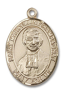 St Marcellin Champagnat Medal - 14kt Gold Oval Pendant 3 Sizes St Marcellin Champagnat Medal - 14kt Gold Oval Pendant 3 Sizes