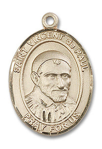 St Vincent De Paul Medal - 14kt Gold Oval Pendant 3 Sizes St Vincent De Paul Medal - 14kt Gold Oval Pendant 3 Sizes