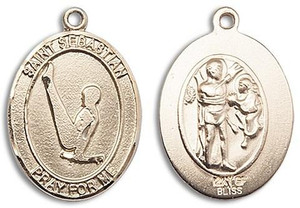 St Sebastian Gymnastics Medal - 14kt Gold Oval Pendant 3 Sizes St Sebastian Gymnastics Medal - 14kt Gold Oval Pendant 3 Sizes